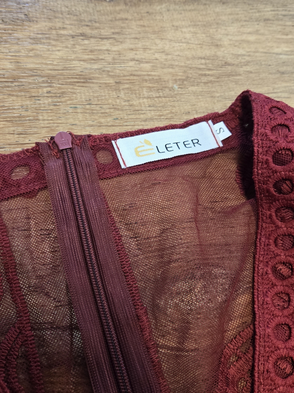 Eleter Burgundy Romper With Embroidered Sheer Maxi Skirt Small - Picture 3 of 6